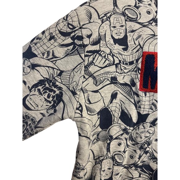 Marvel Comics Themed  Sweatshirt Hoodie Youth Large Gray & Navy TV Super Hero - Picture 7 of 16